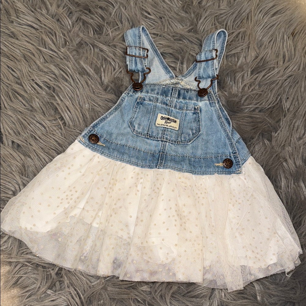 OshKosh B'gosh Blue Denim Dress with White Tulle
